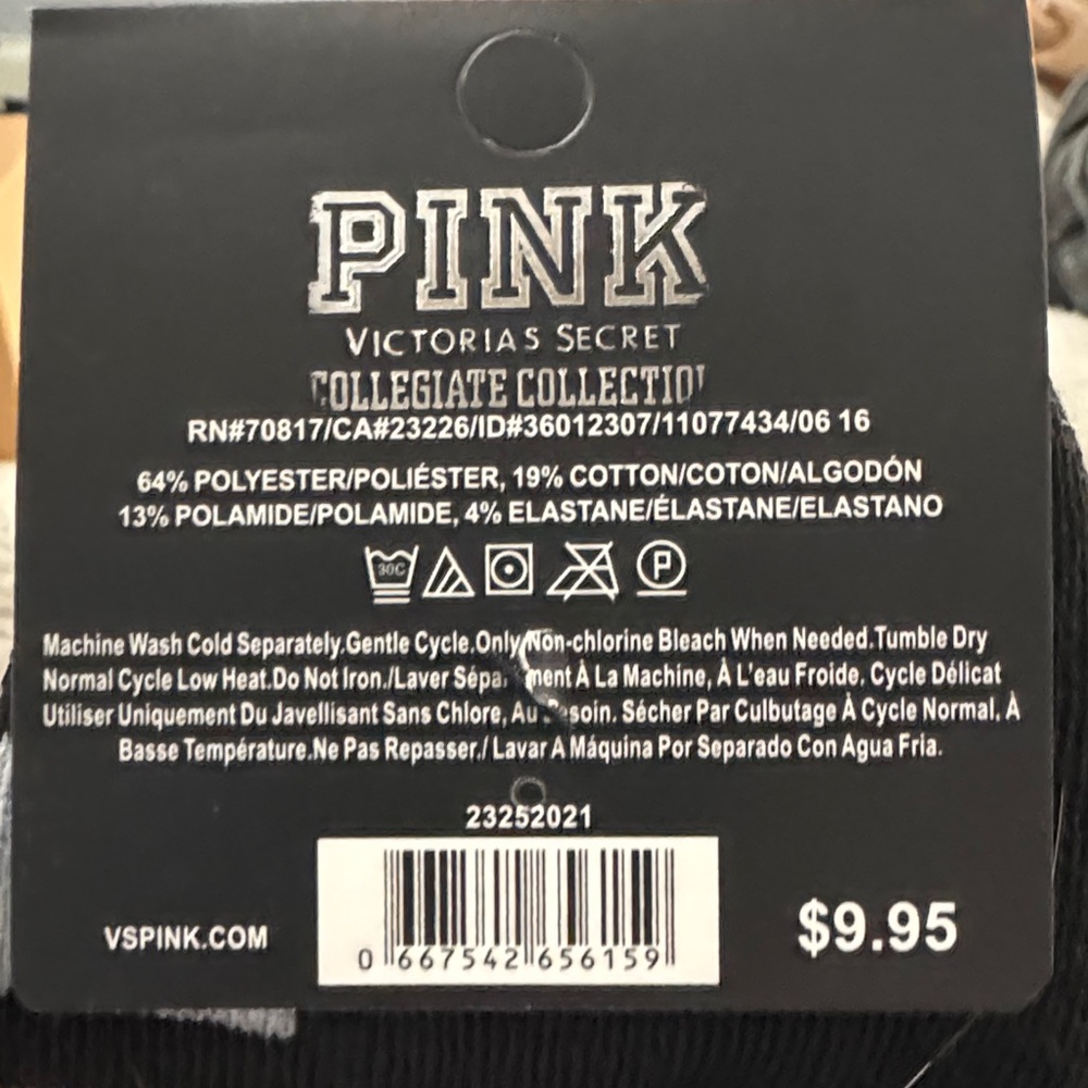 PINK Victoria's Secret Black and White Collegiate Socks - Picture 2 of 2